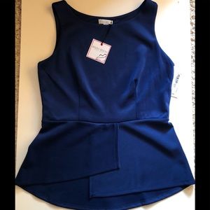 Bisou Bisou Blue Asymmetrical Sleeveless Top